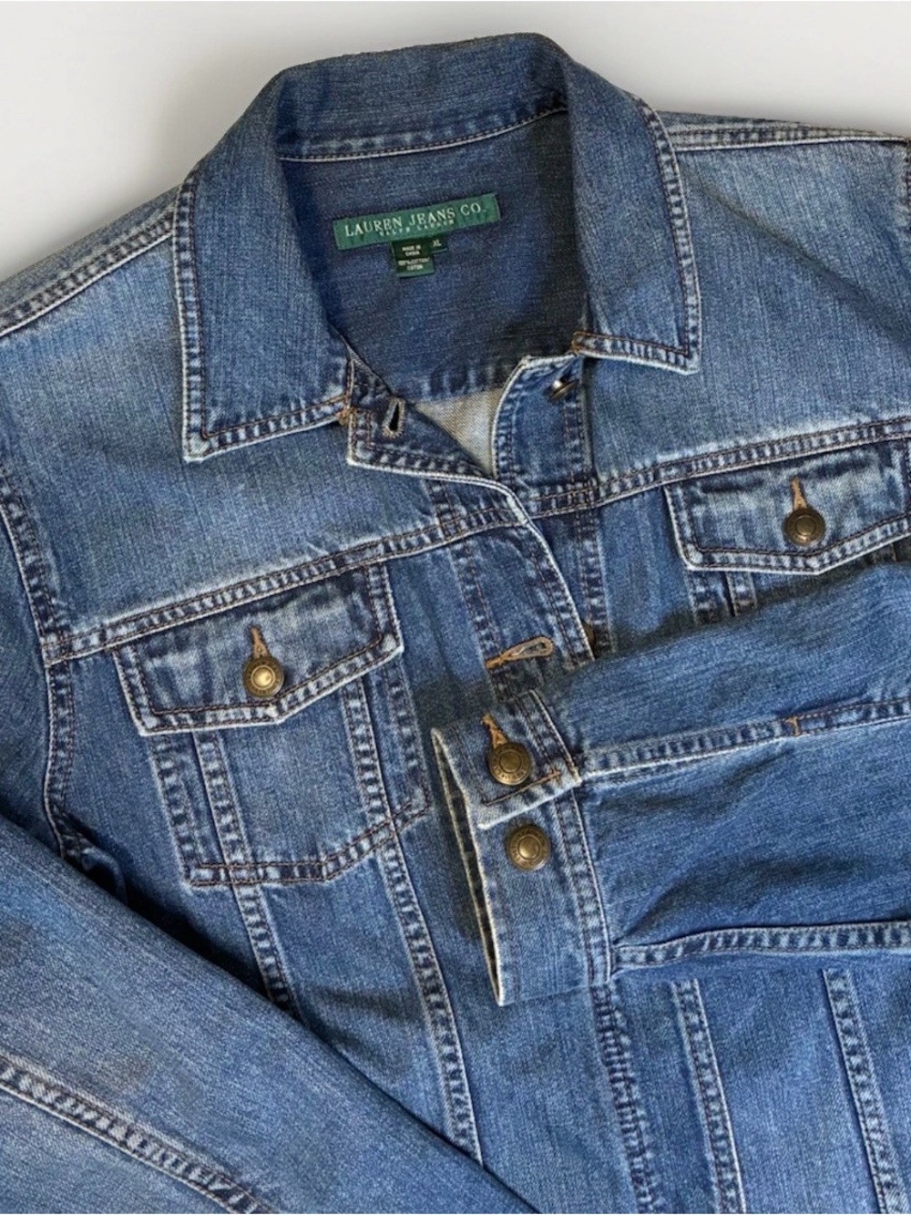 Lauren Jeans Co  Women's XL Denim Trucker Button Up Jacket Western (09G1069)